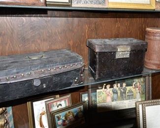 135. Three 3 Antique Leatherette Boxes