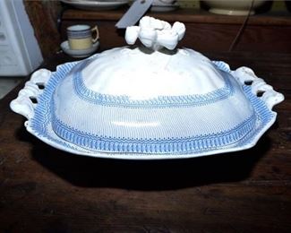 146. Antique Blue and White Lidded Serving Dish