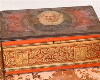 151. Antique Tin Box with Image of a Woman