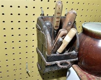 157. Antique Wood and Metal Utensils