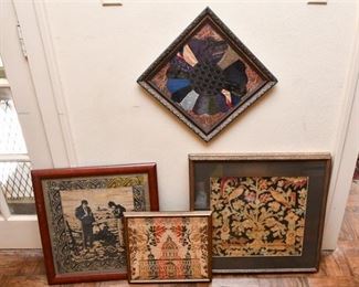 179. Four 4 Framed Textile Art Pieces