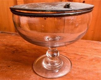 197. Antique Glass Serving Bowl wCovered Lid