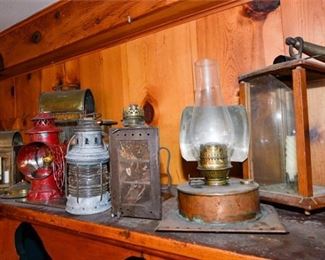 205. Collection of Vintage Antique Lanterns  Lamps