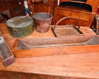 213. Mixed Lot Vintage Wooden Trays Boxes