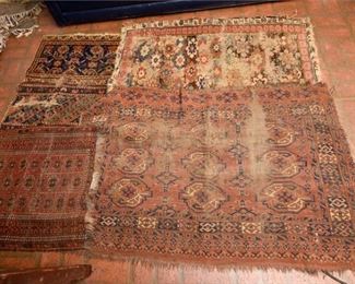 220. Lot of Four 4 Antique TURKISH Wool Area Mats