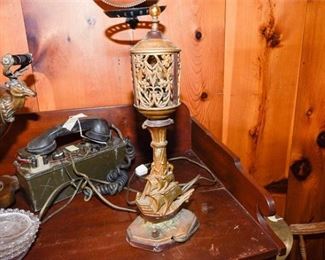225. Antique Deco Ship Lighthouse Metal Table Lamp