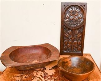 260. Group of Three Carved Wood Items