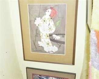 270. Allison Christie Signed Watercolor of Clown