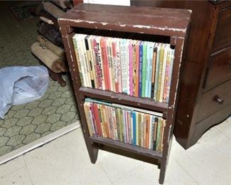 275. Vintage Country Primitive Handmade Wooden Bookshelf wBooks