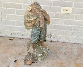 289. Vintage Ceramic Peasant Boy Garden Statue ASIS