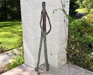 290. Unique Vintage Folk Art Wooden Tall Stick Man Figure