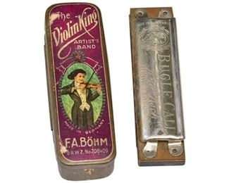 291. Two 2 Vintage Harmonicas wOriginal Tin