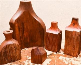 300. Mixed Lot Hand Carved Decorative Wooden Bud Vases