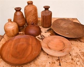 303. Collection Hand Crafted Artisan Wood Objects Collectibles