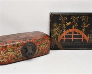 324. Nice Lot of Two 2 Vintage Japanese Lacquered Trinket Boxes