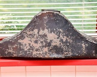 340. 1800s Metal Ships CaptainsMilitary Hat Travel Box