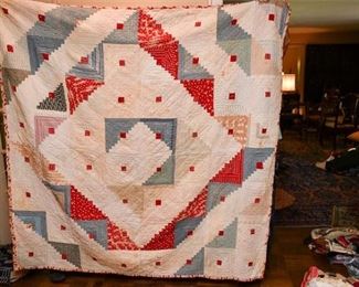 344. Large Older Hand Made QuiltBlanket Throw