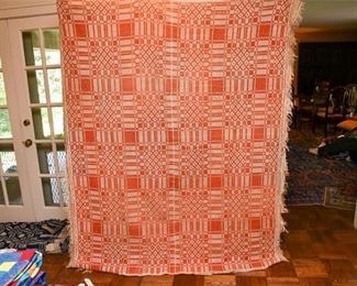 350. Large Antique Hand Woven Blanket Throw