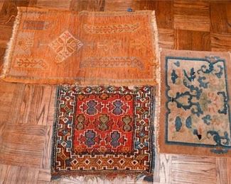 352. Three 3 Smaller Hand Woven Wool Oriental Area Rugs