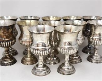 9. Twelve 12 Vintage Silver Drinking Goblets