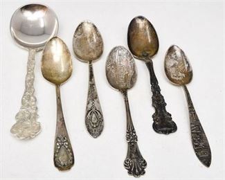 17. Six 6 Antique Sterling Silver Collectible Spoons