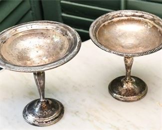 18. Vintage Pair Sterling Silver Center DishCompotes