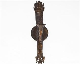 33. Single Antique Style Bronze Wall Sconce
