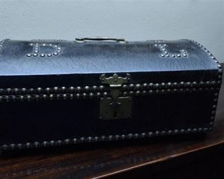 52. Antique English Leather Covered Travel CaseTrunk