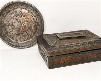 80. Antique Tin Biscuit Box Childrens Alphabet Plate