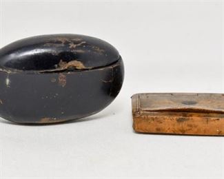 92. Two 2 Antique Wooden Snuff Boxes