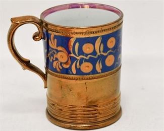 99. Antique English Ceramic Copper Lustre Ware Drinking Mug