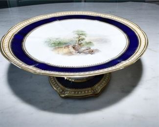 105. Porcelain Pedestal Dish with Landscape Scene