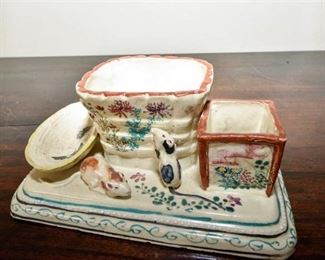 121. HandPainted Ceramic Decorative Piece with Mice