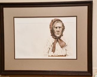 130. Dale Rayburn Amer. b. 1942 Native Etching Signed Framed