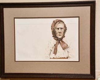 130. Dale Rayburn Amer. b. 1942 Native Etching Signed  Framed