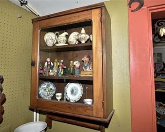 148. Nice Antique Oak Glass Front Wall Cabinet