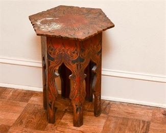 157. Antique Mahogany Side Table wImpressed Art Nouveau Design