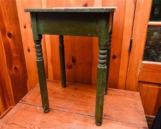 174. Vintage Painted Green Country Side Table