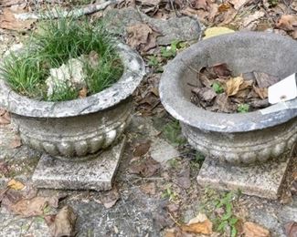 207. Four 4 Concrete Grecian Style Urn Planters