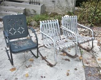 210. Three 3 Vintage Metal Outdoor Armchairs