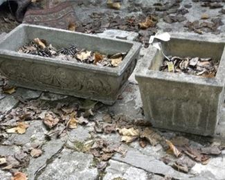 211. Two 2 Concrete Planter Boxes wFloral Designs