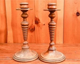 251. Pair of Turned Wood Candlesticks