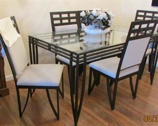 Glass top dining table & chairs