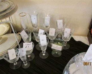 Many glasses for different liquids