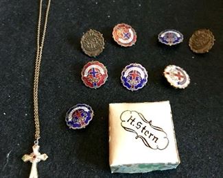 Israel necklace, church service pins