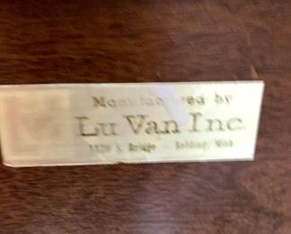 Lu Van Inc record cabinet label