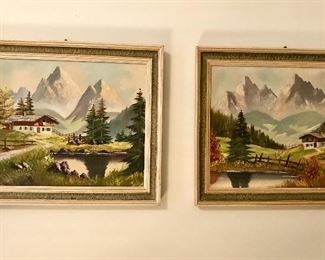German oil paintings signed "Moser" 1950's