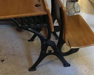 School desk with cast iron legs