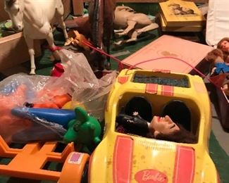 Barbie cars and horses