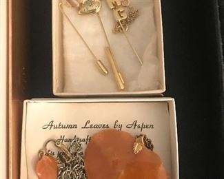 Costume stick pins, Aspen jewelry set.